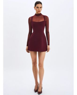 Women's Natasha Burgundy Faux Two-Piece Turtleneck Mini Dress