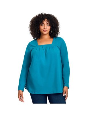 Women's Square Neck Pleated Tunic