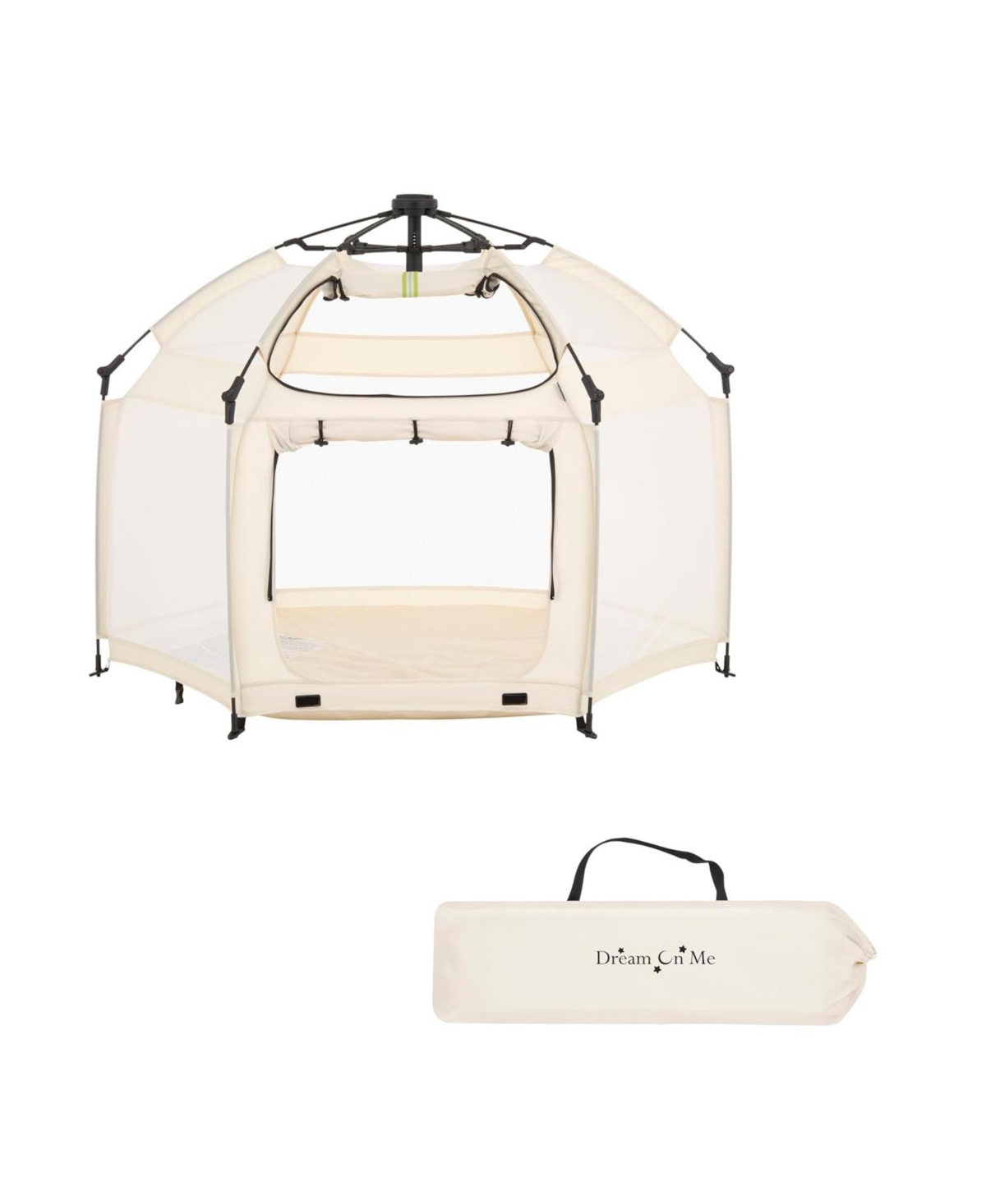 Dream On Me Baby Pop-Up Children Playpen, Instant One-Hand Open & Fold, Breathable Mesh Sides, Zipper Gate & Travel Carry Bag - French white