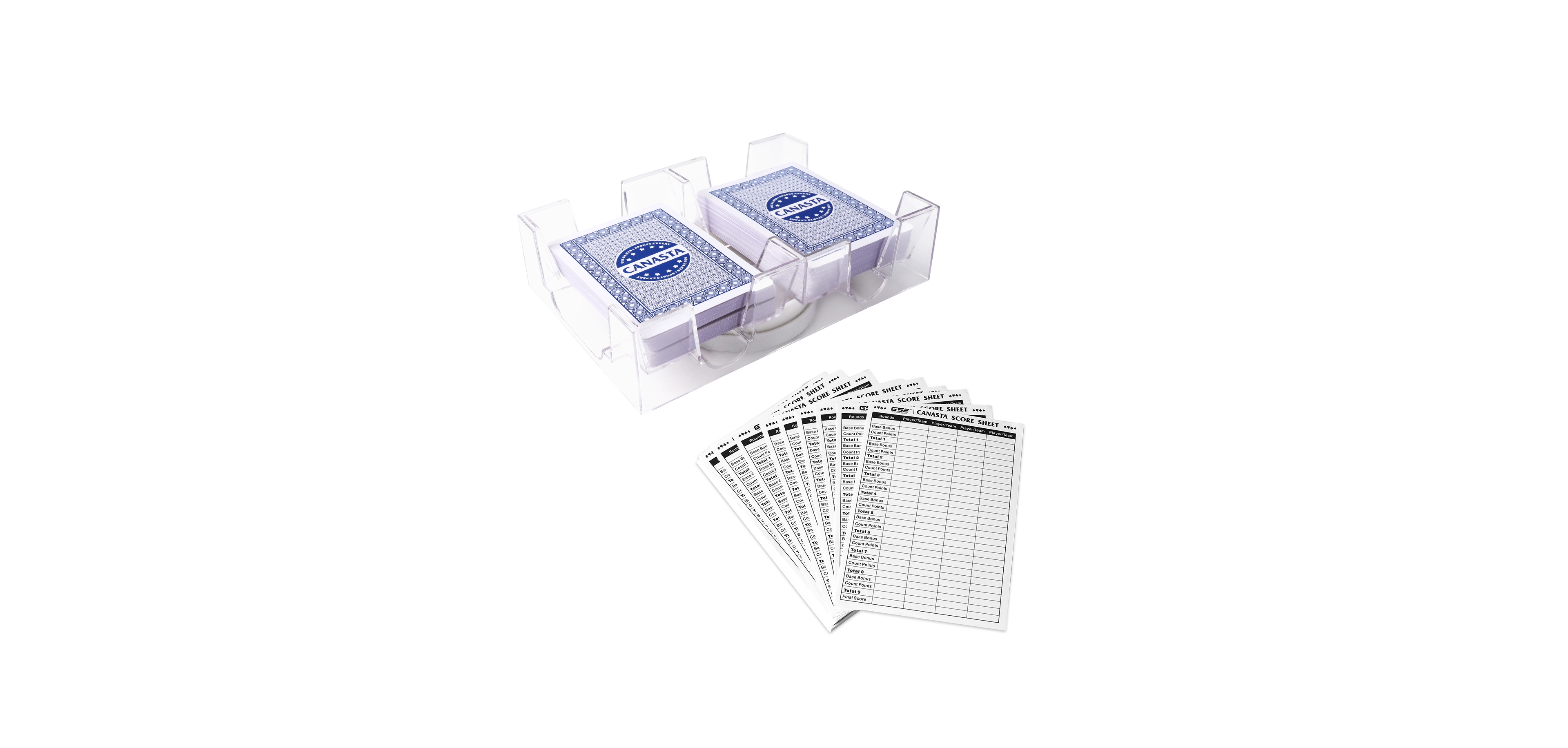 Gse Games & Sports Expert Canasta Cards Game Set - 2 Decks Canasta Cards with Point Values, a Revolving Tray, 50 Score Pads