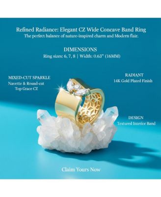 Elegant 14K Gold Plated Clear Cubic Zirconia Open Ring
