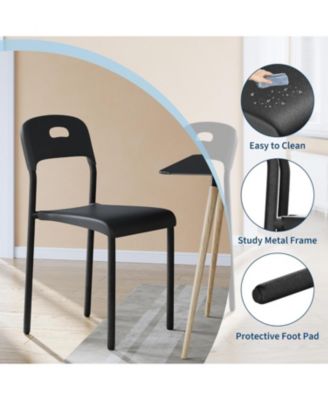 Dining Chairs Set of 4, Stackable Modern Kitchen Chairs, Plastic Dining Room Chair with Metal Legs, Easy Assembly, Waterproof & Stain-Resistant