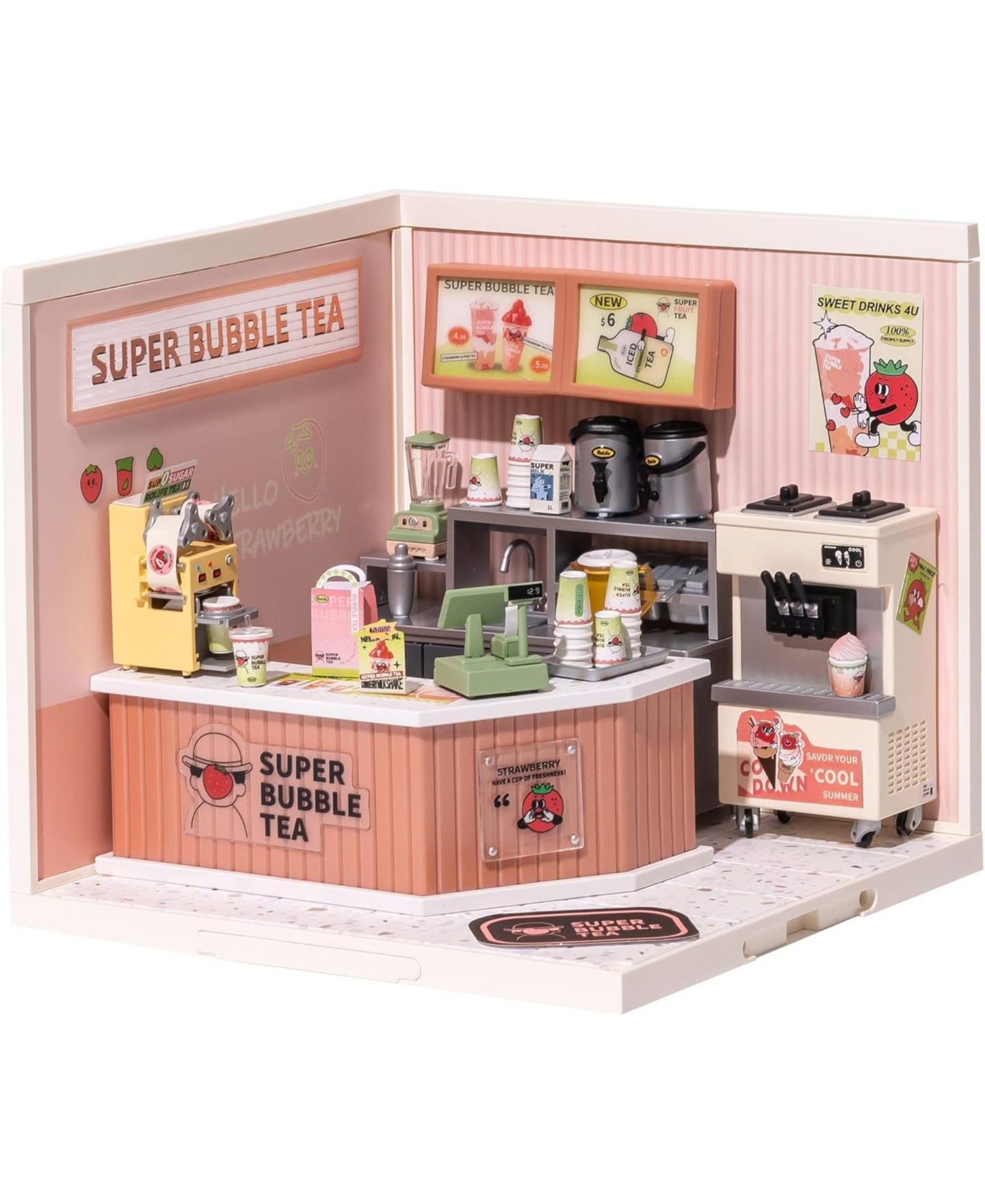Светодиодный конструктор Robotime Double Joy Bubble Tea: миниатюрный домик, 1:24, 8-15 лет — фото 1