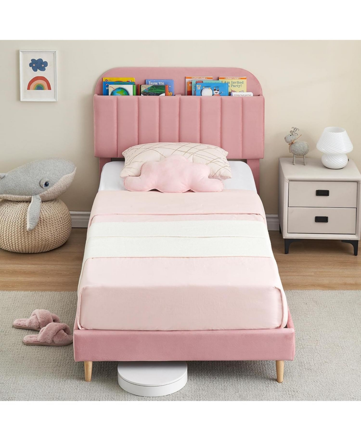 gaomon Twin Bed Frame with Bookcase Headboard