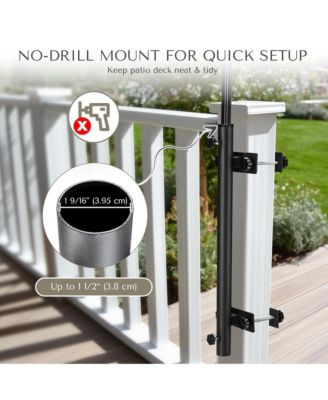 6Ft Adjustable Vintage Floral Fringe Umbrella w/ Deck Holder Carry Bag