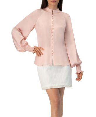 Women's Straight Blouse with Mandarin Collar