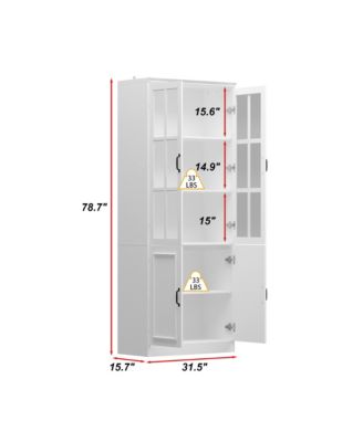 Bookcase Bookshelf with 5 Storage Shelves & 2 Glass Doors, Display Storage Cabinet for Home Office, Living Room