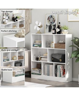 55.1" Wood 8-Shelf Freestanding Bookcase Standard Storage Organizer for Living Room, Office & Study