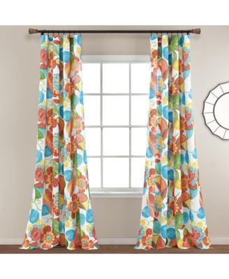 Layla Light Filtering Window Curtain Panels Pair 52"W x 84"L  - Floral Curtains for Living Room - Cottage Core Bedroom Curtains