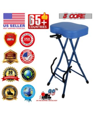 Guitar Stool 3.15" Padded Chair Foldable Heavy Duty Music Seat Built in Foot Rest Guitar Stand