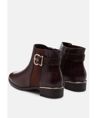 Women's Frothy Buckled Ankle Boots With Croc Detail