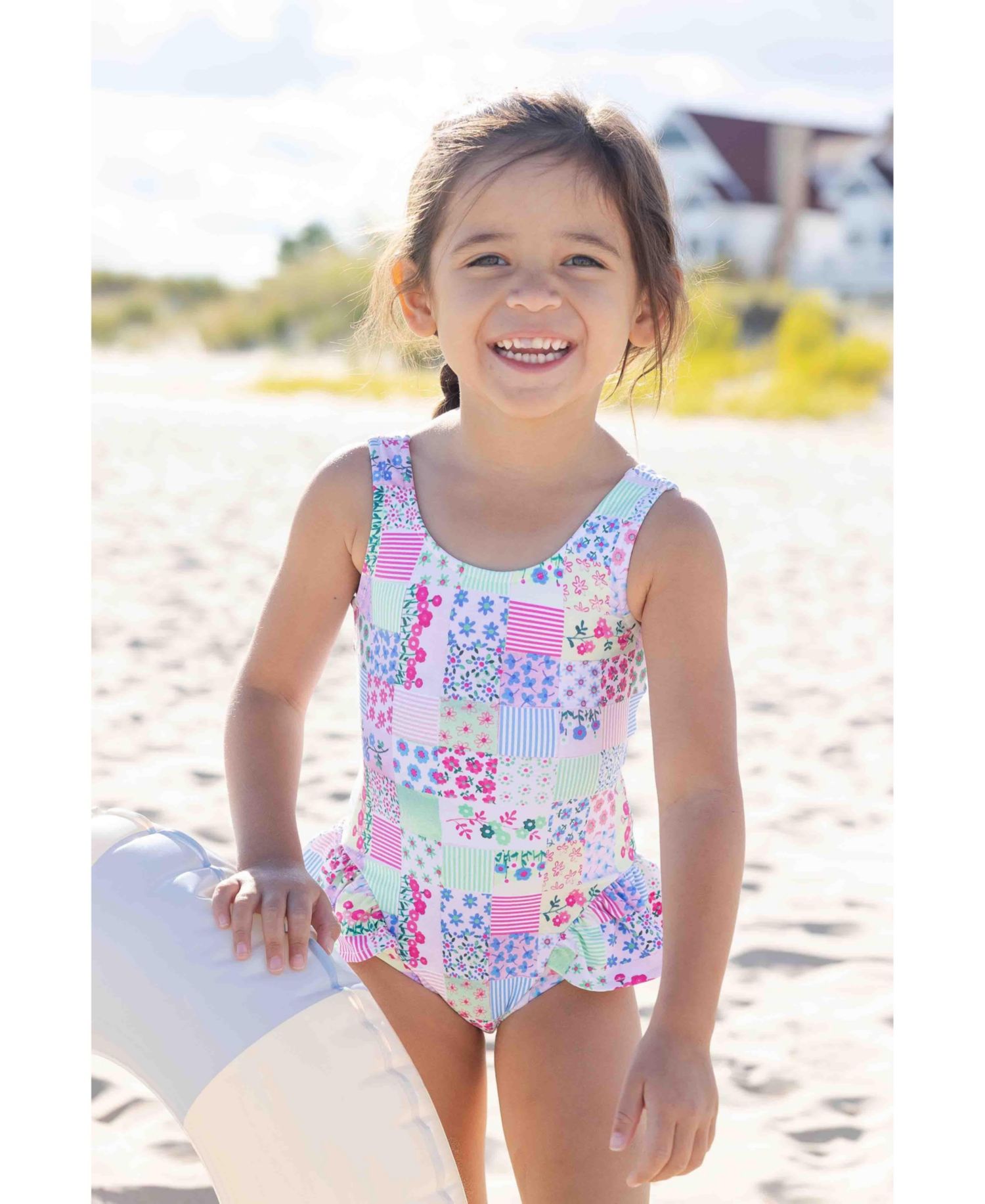 Baby Girl Patchwork Floral Hip Ruffle Swimsuit