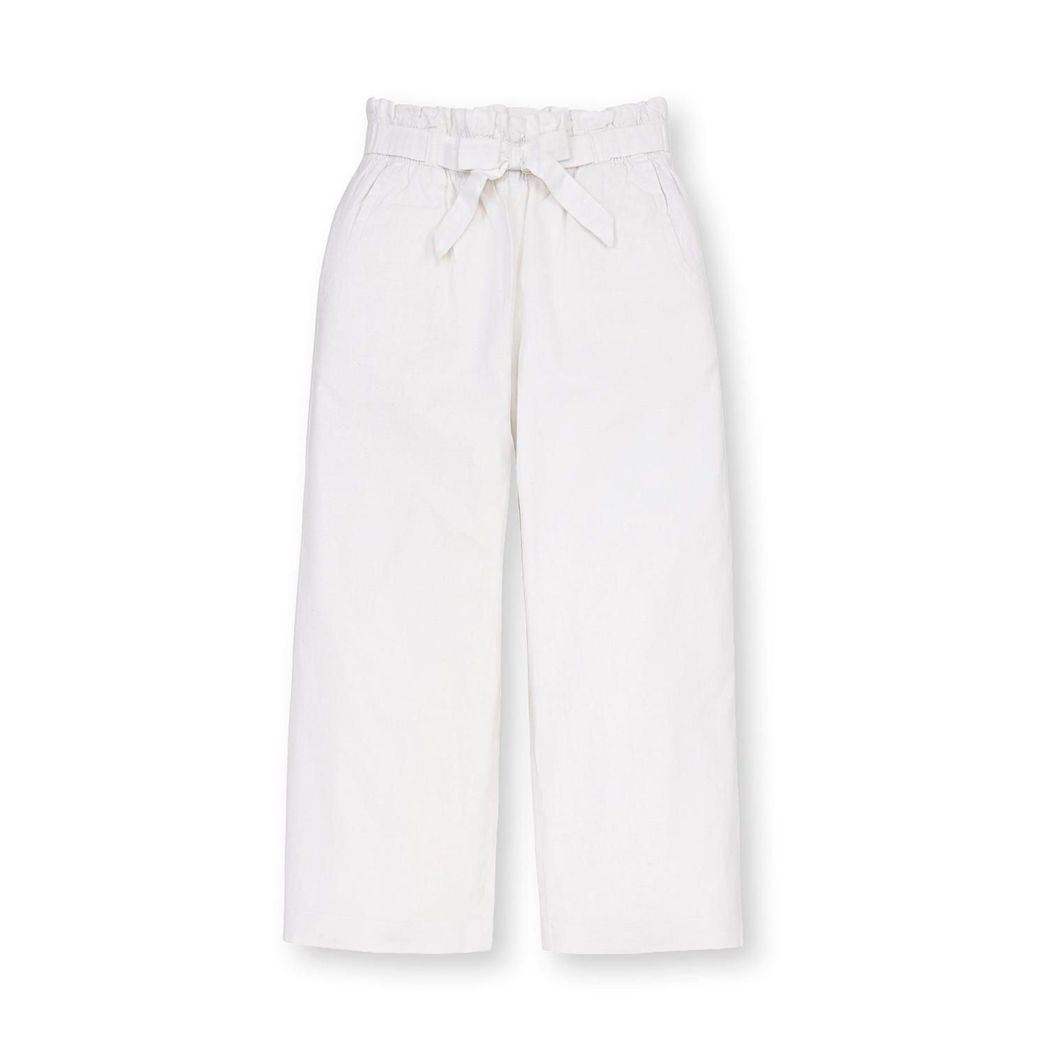 Toddler Girls Linen Paper Bag Tie-Waist Pant