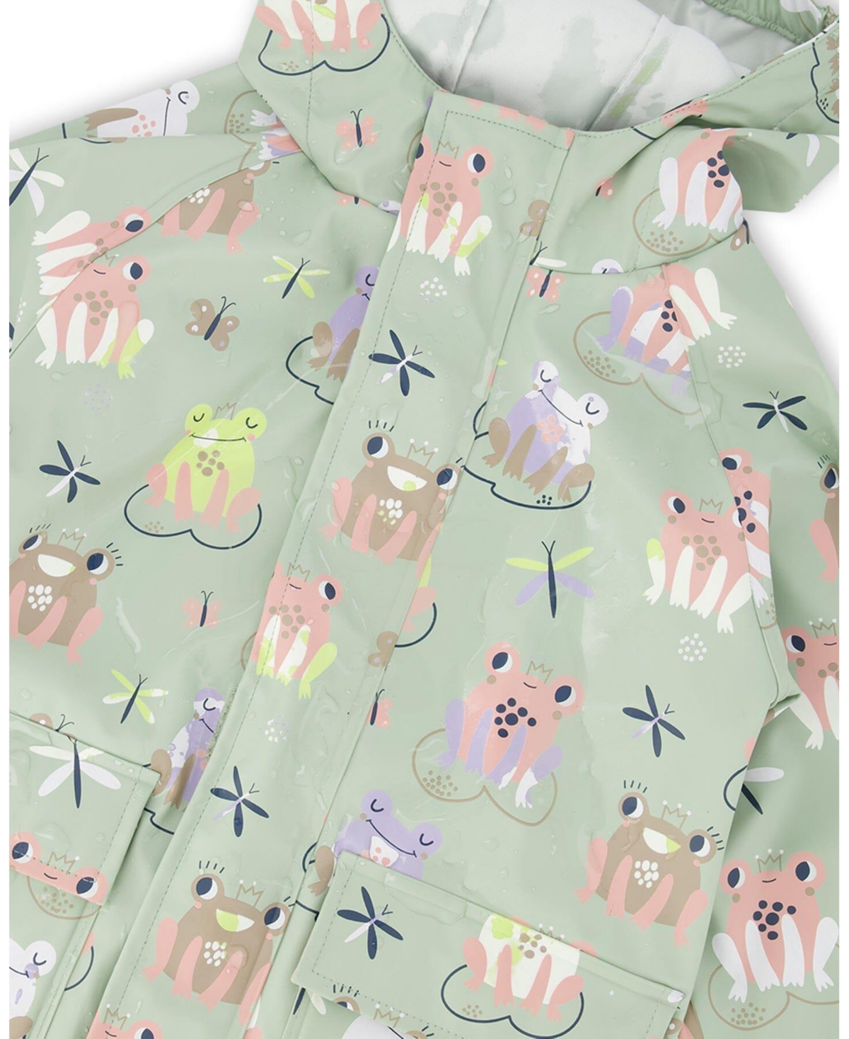 Deux par Toddler Girls Rain Jacket Polyurethane Green Frog Print