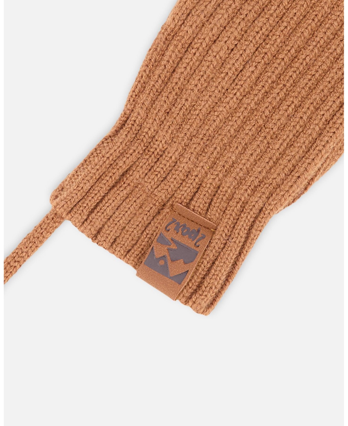 Deux par Deux Baby Unisex Knit Mittens with Cord Brown