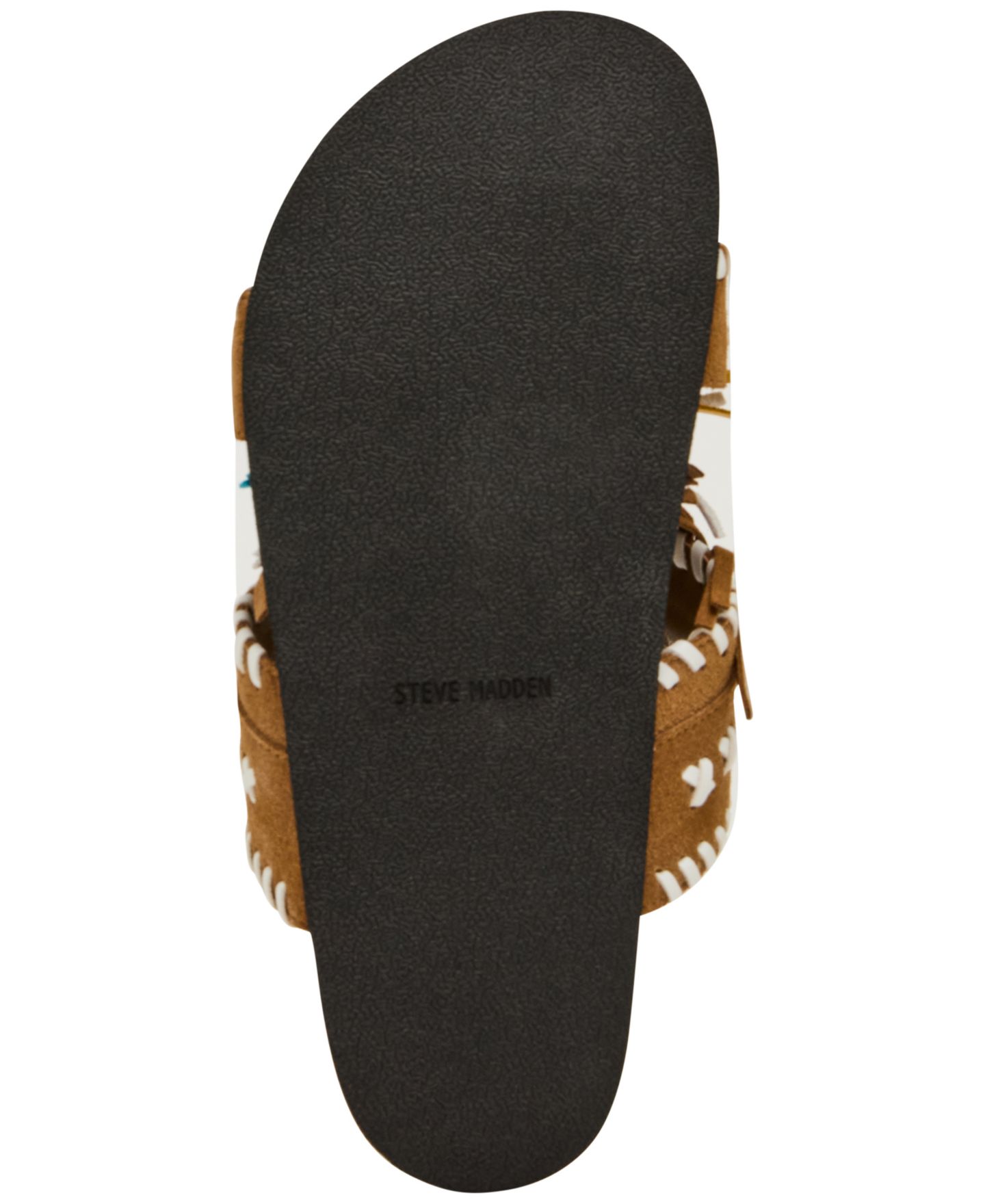 Женские сандалии Steve Madden Lester Tassel Footbed Slip-On Slide, цвет: Рыжевато-коричневый замшевый разноцветный — фото 5