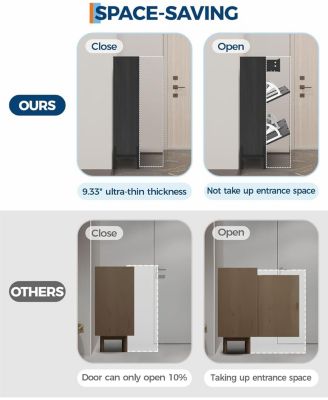 Rattan Shoe Cabinet with 4 Flip Drawers & 2 Top Drawers, Slim Wooden Freestanding Shoe Organizer with Adjustable Shelves