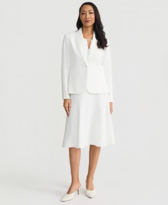 Women's Stretch Crepe Shawl-Collar Pearl-Trim Jacket