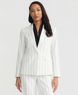 Women's Pinstripe One-Button Notch-Collar Jacket