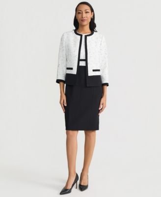 Women's Framed Tweed Collarless Jacket