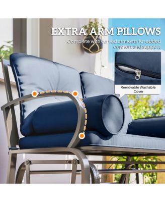 Outdoor Rocking Loveseat, Patio Glider Bench, Cushions, Pillows
