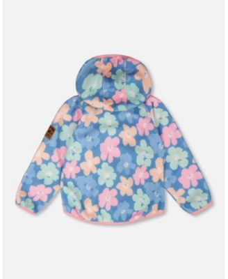 Toddler Girls Softshell Jacket Blue Flower Print