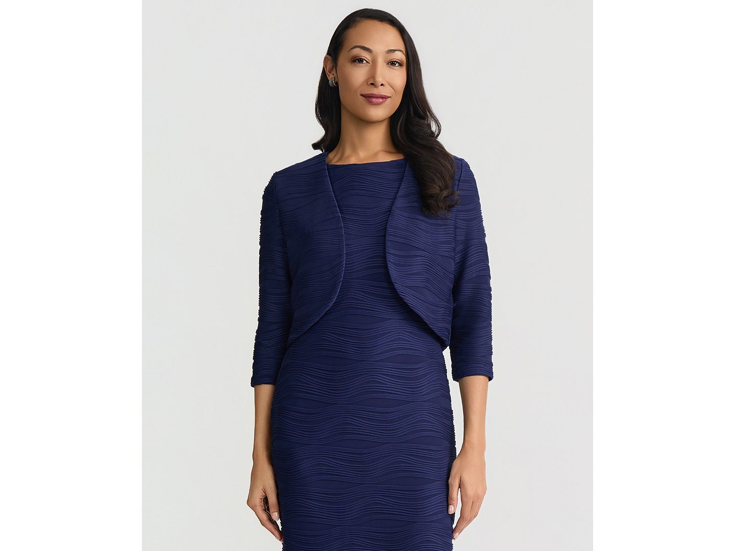 Женские куртки Kasper Wave Knit 3/4-Sleeve Shrug, Regular & Petite — фото 1