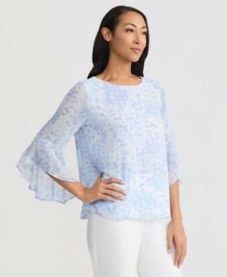 Women's Printed Ruffle-Sleeve Blouse