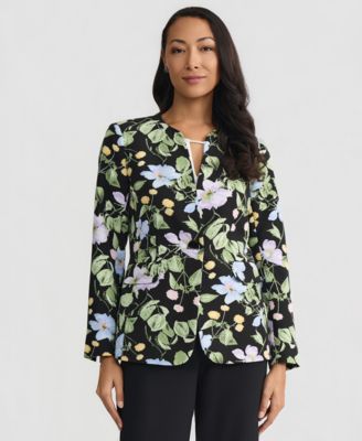 Women's Floral Collarless Blazer