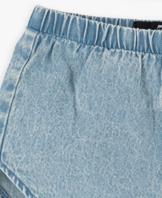 Baby Girls' Balloon Sleeve Top and Denim Shorts, 2-Piece Set