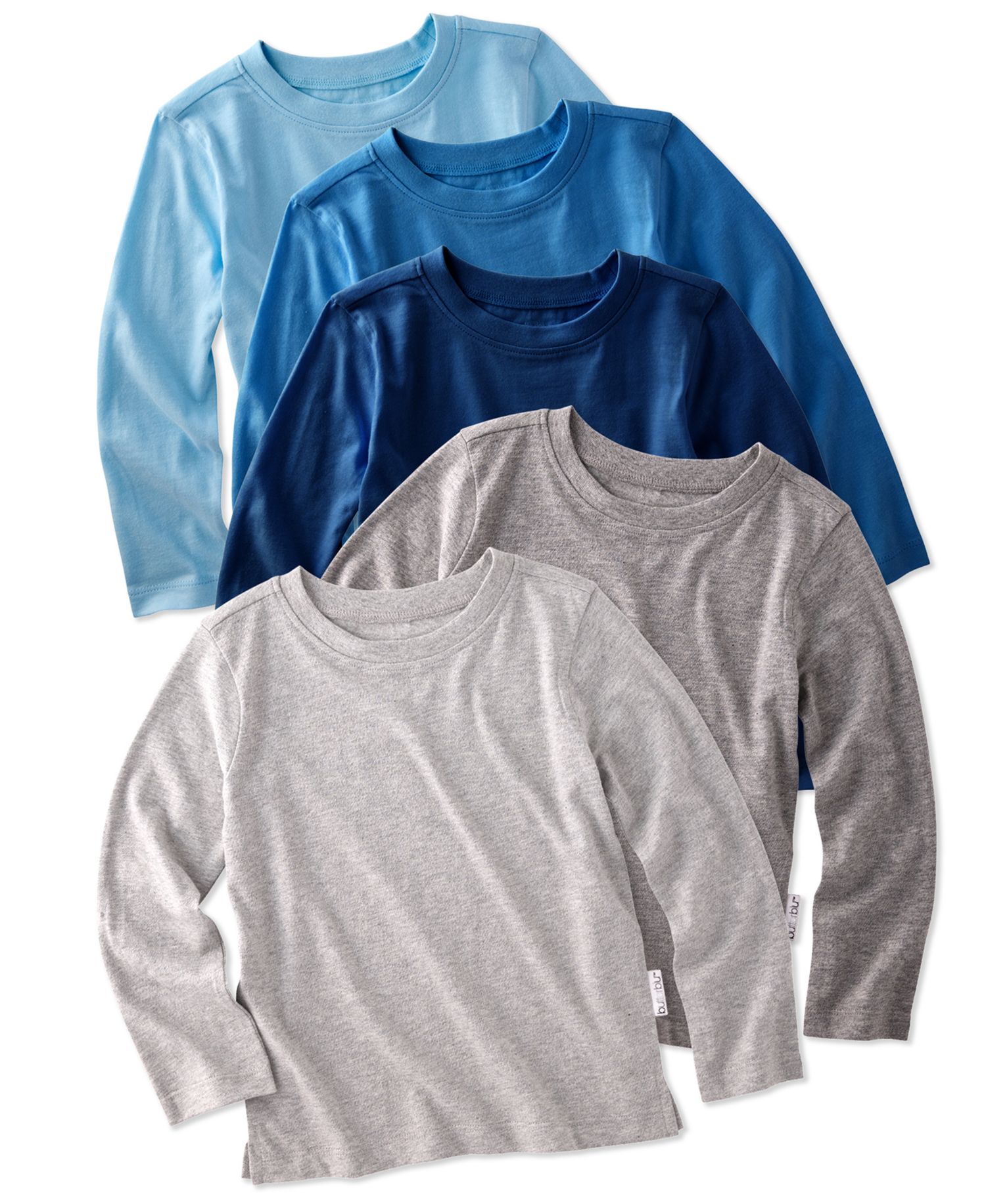 Baby Boys' or Baby Girls' Round Neck Long-Sleeve T-Shirt, 5-Pack