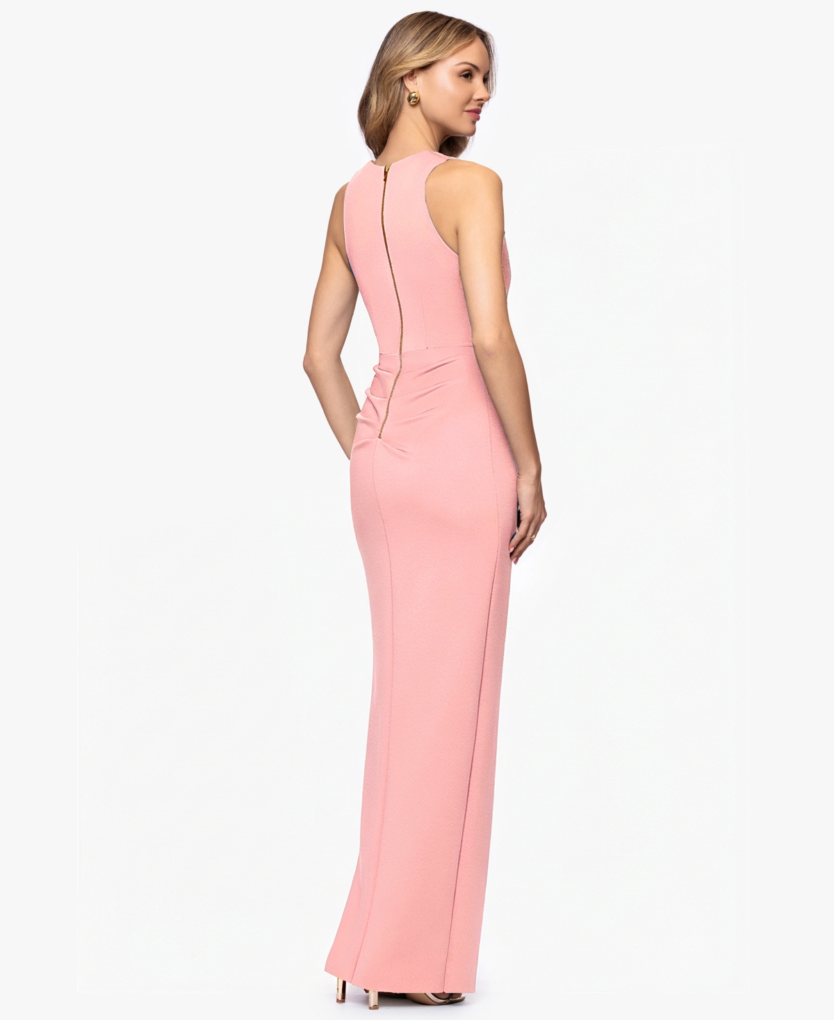 Betsy & Adam Petite Sleeveless Wrap Sheath Ball Gown Dress