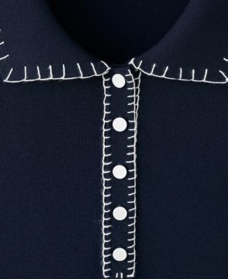 Women's Stitching Detail Polo Neck Sweater