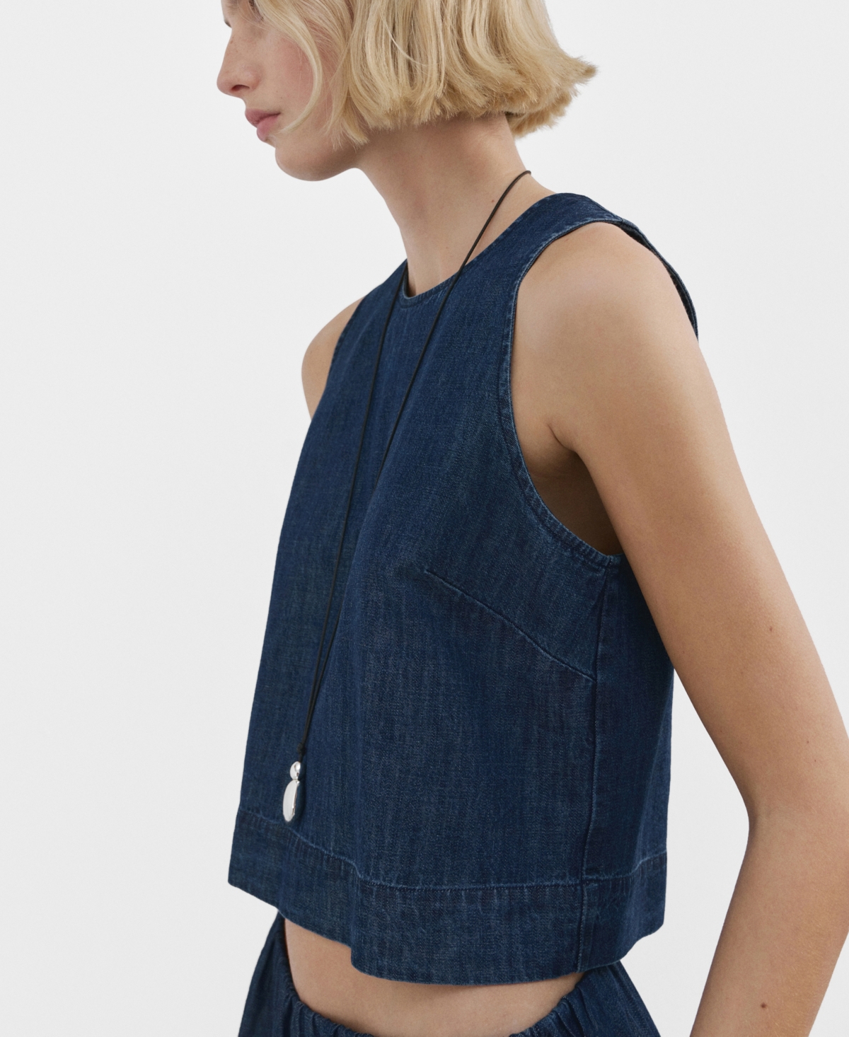 Mango Women's Under Seam Detail Denim Top