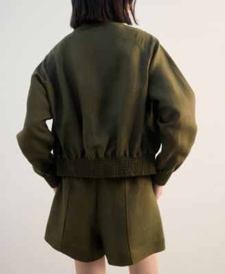 Women's Buttons Linen-Blend Jacket