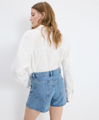 Women's High-Waisted Straight-Fit Denim Shorts