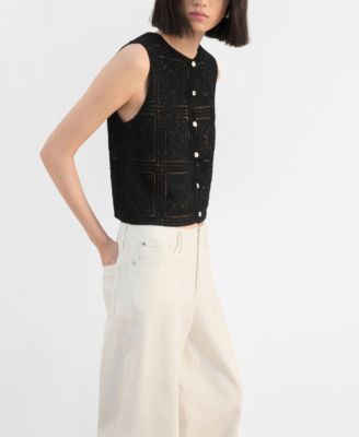 Women's Buttons Crochet Top