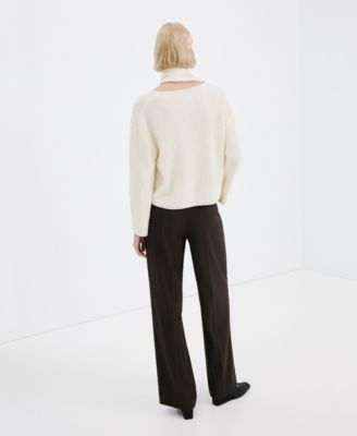 Women's Wide-Leg Mid-Rise Pleated Pants