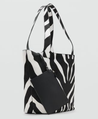 MANGO - Women's Leather And Fur Tote Bag