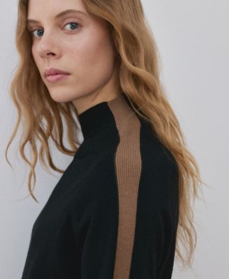 Women's Contrasting Stripes And Perkins Collar Sweater