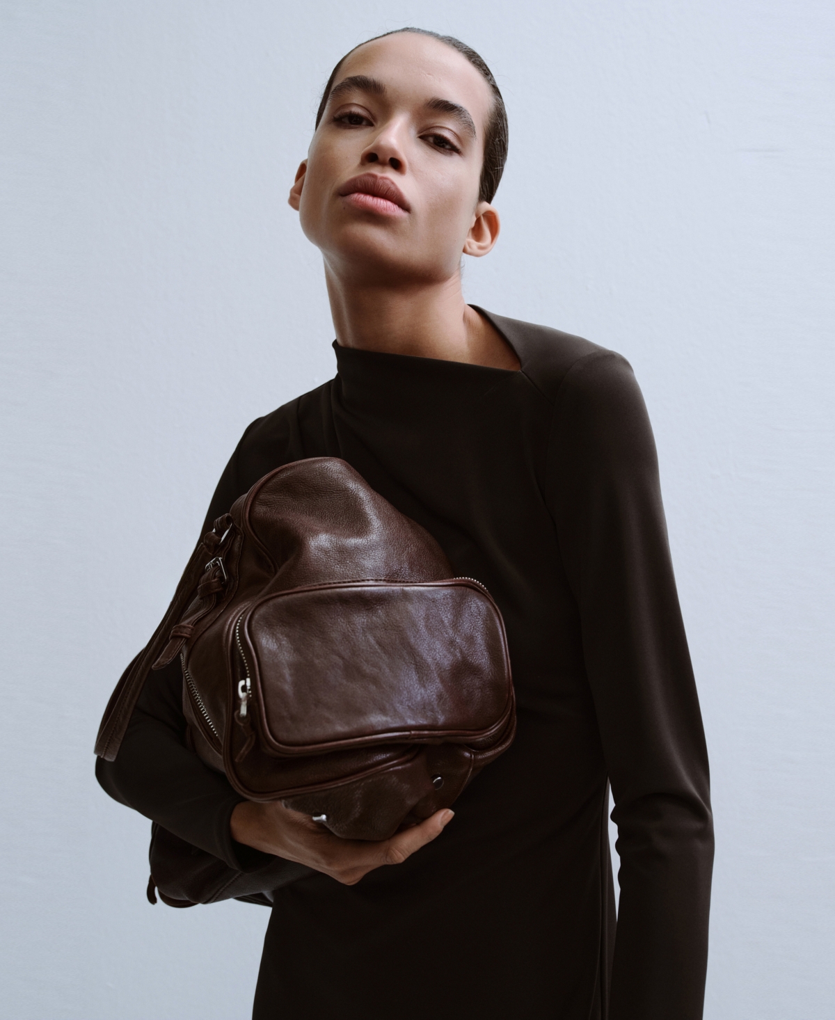 Mango Women's Boat-Neck Ruched Dress