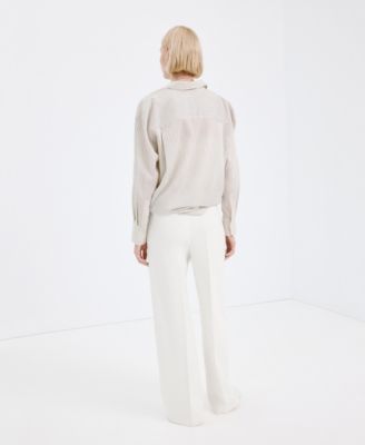 Women's Wide-Leg Mid-Rise Pleated Pants