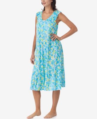 Women's Short-Sleeve Soft Bra Midi Jersey Nightgown