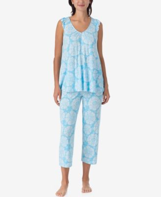 Women's Short-Sleeve Top & Cropped Pants Jersey, 2-Piece Pajama Set