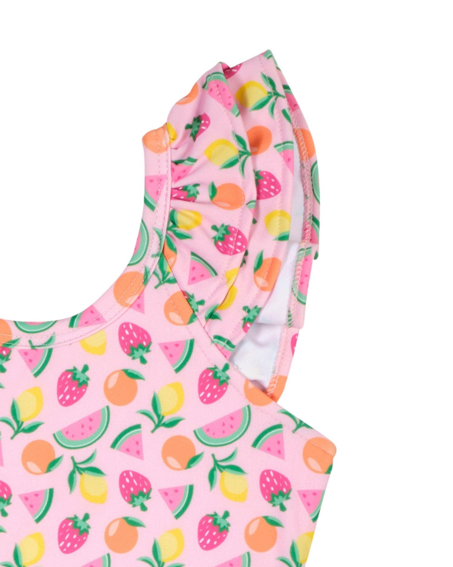 Baby Girl Fruit Print Swimsuit With Ruffles