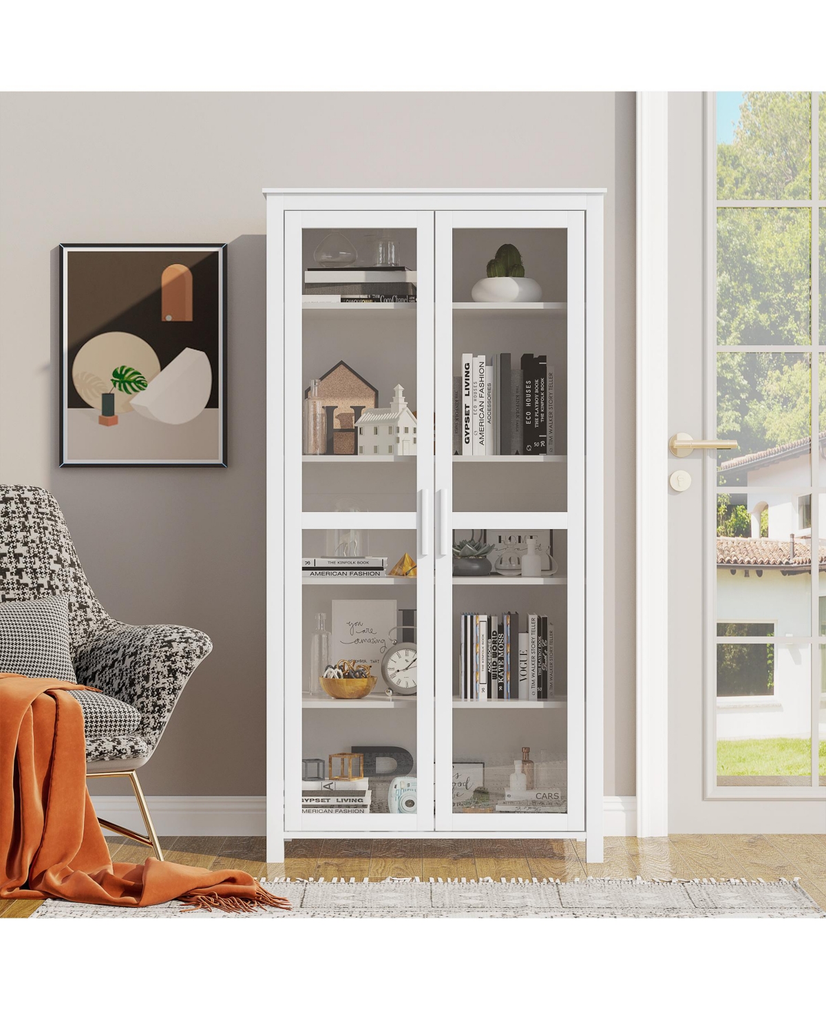 Homcom Kitchen Cupboard, 5-tier Storage Cabinet with Adjustable Shelves,