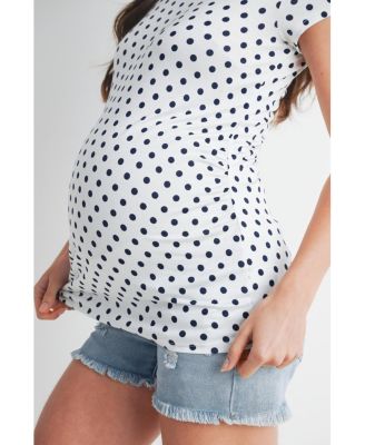 Maternity Short Sleeve Crewneck Polka Dot T-Shirt