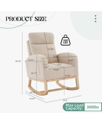 Modern Nursery Chair,Rocking Chair with High Backrest Armchair,PU Glider Accent Reading Chairs Padded Seat for Living Room,Bedroom
