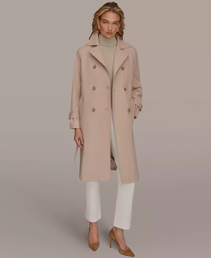 Women's Double Breasted Belted Notch Collar Trench Coat - thumbnail 7