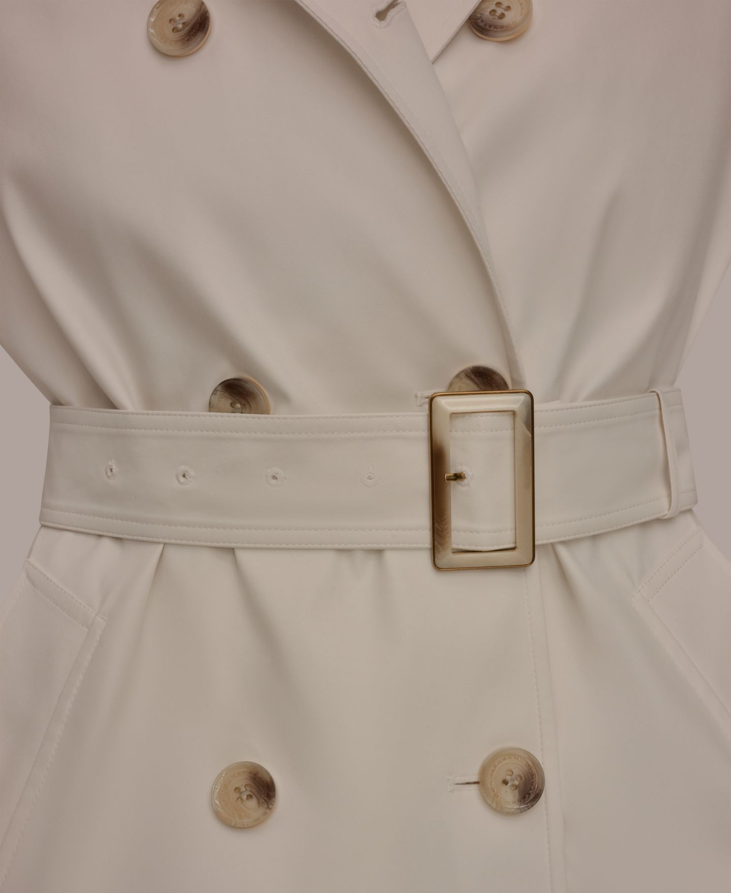 Женское пальто Donna Karan New York Double Breasted Belted Notch Collar Trench, цвет: Кремовый — фото 5